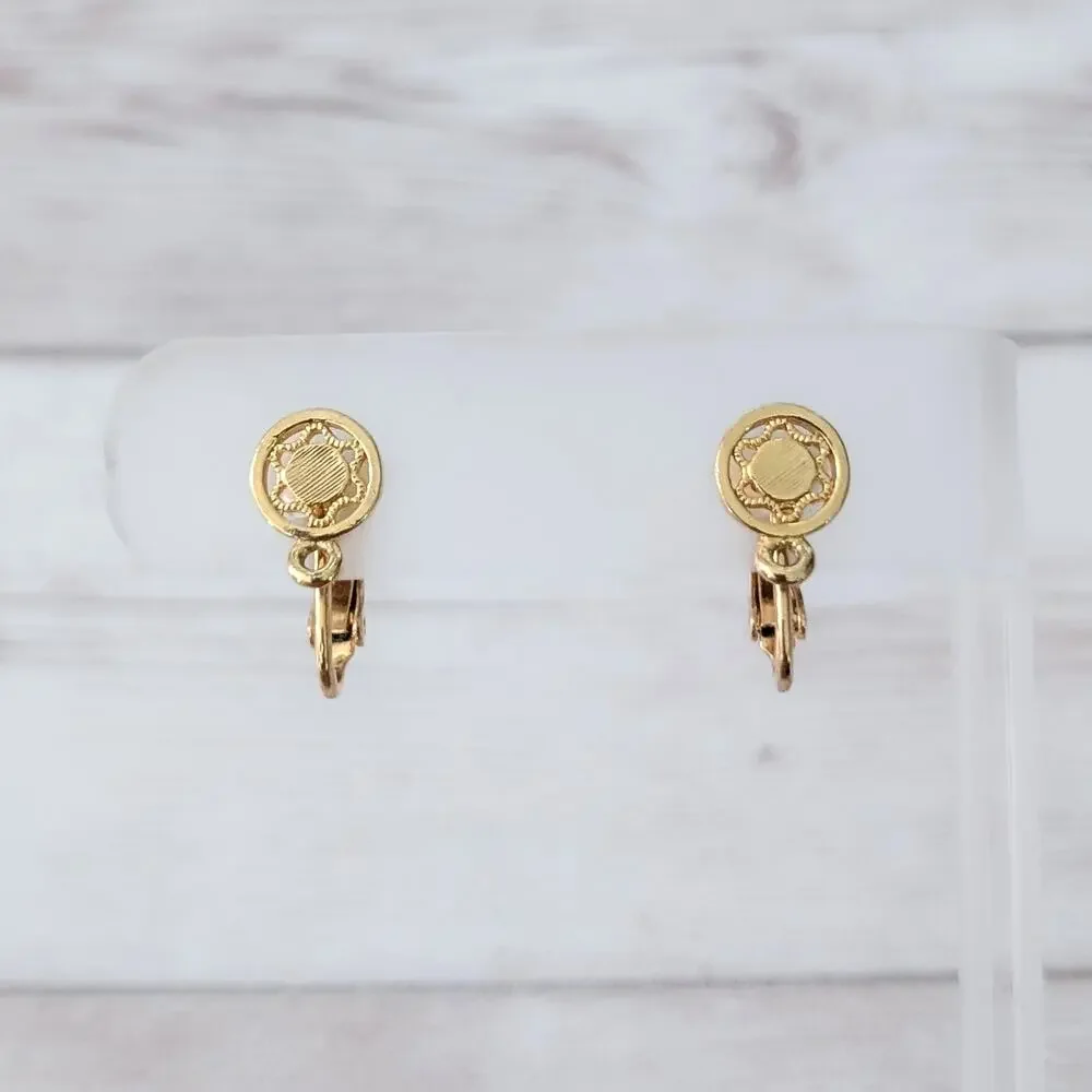 Vintage Clip On Earrings Dainty Gold Tone - Findings? Missing Dangle?
